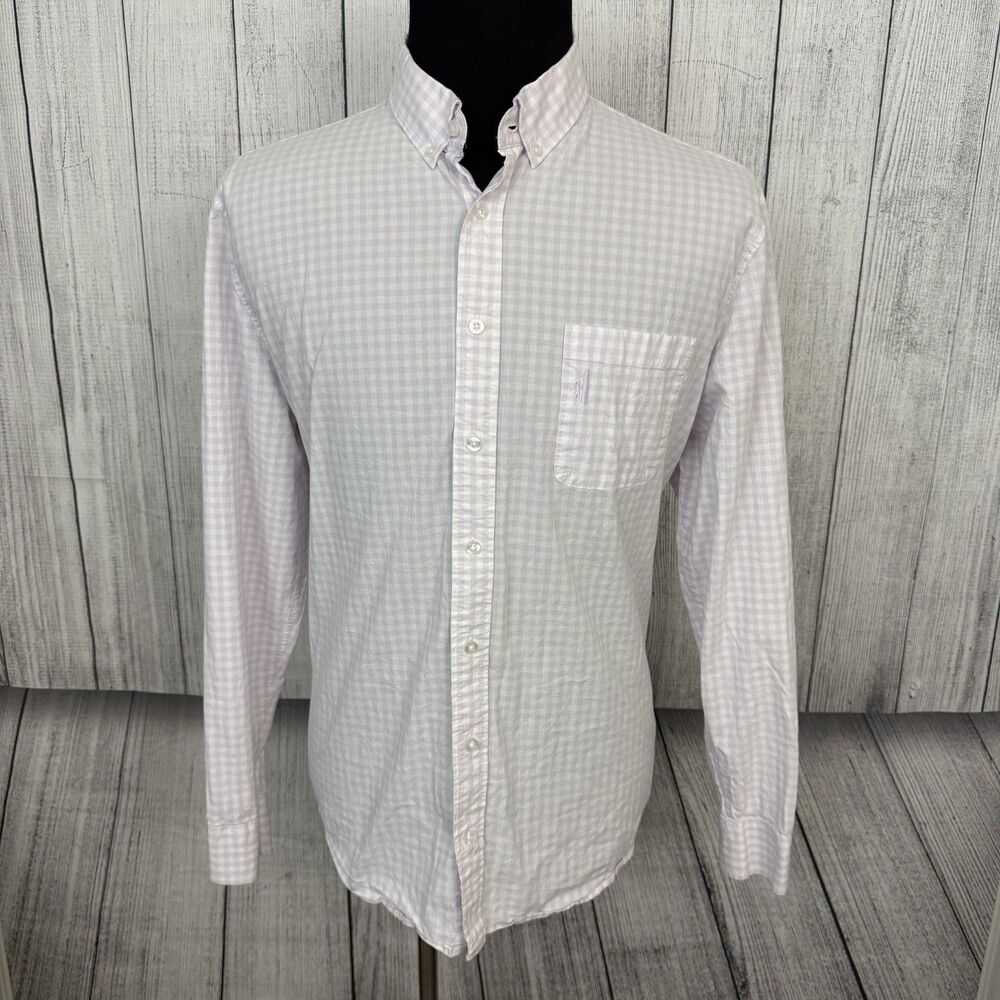 Johnnie-O Men's XL Purple Check 100% Cotton Long Sleeve Button-Front Shirt